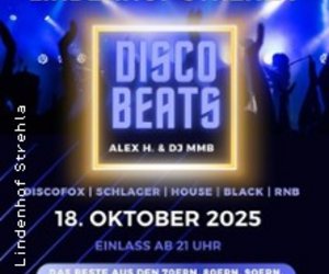 Ü30 Disco Beats Party mit DJ MMB & DJ Alex H. am Sa, 18.10.2025 - Lindenhof Strehla, Strehla
